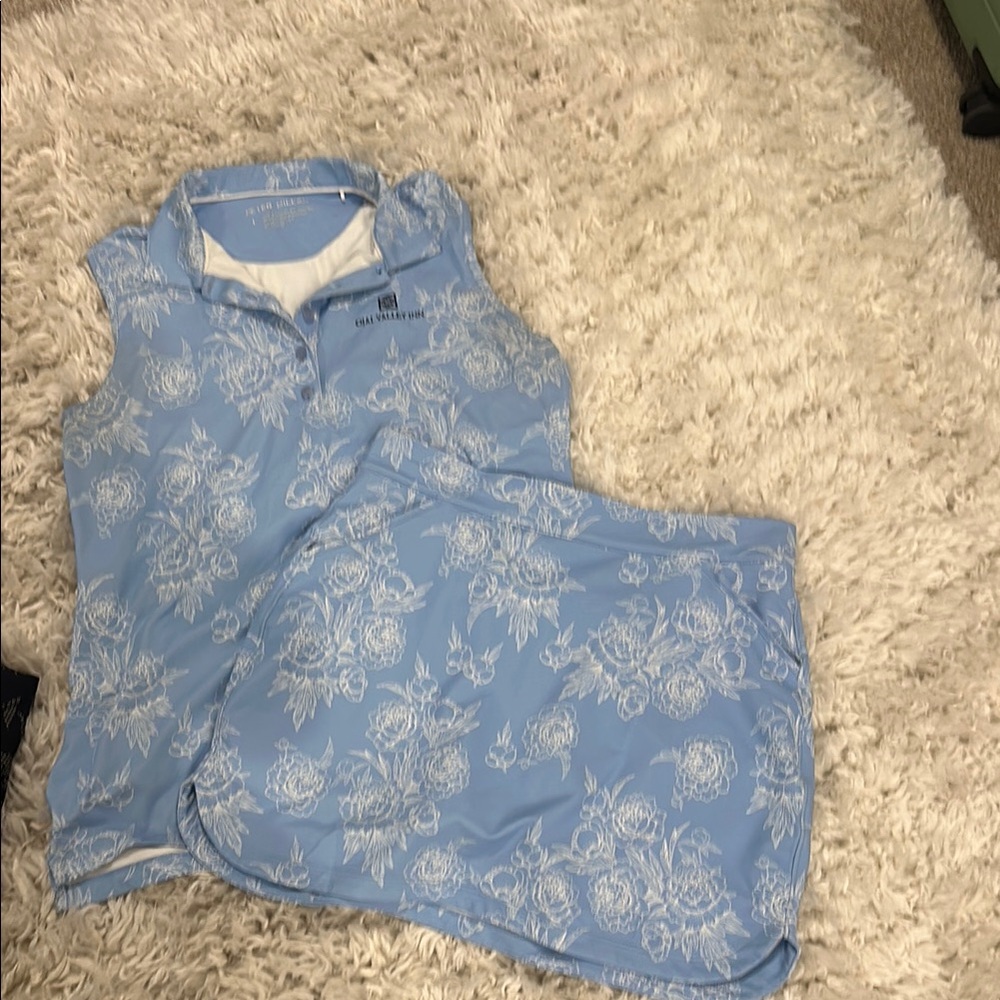 Peter Millar Blue Floral Midi Skirt